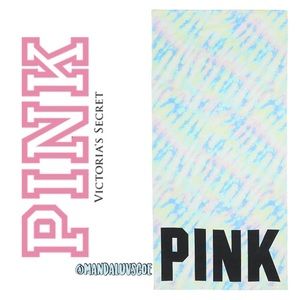 💕VS PINK BLUE NEON PINK TIE DYE LOGO BEACH TOWEL